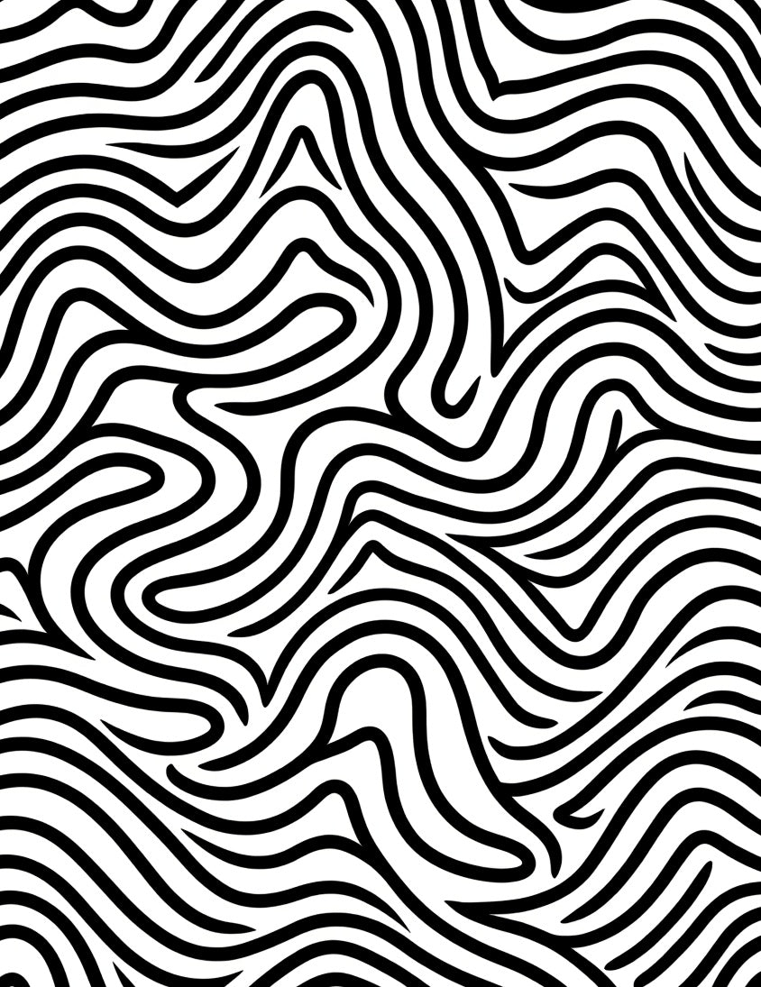 Abstract Black White Wavy Lines Rug
