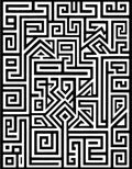 Bold Black White Abstract Maze Design Rug