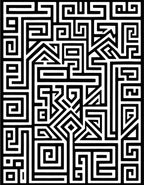 Bold Black White Abstract Maze Design Rug