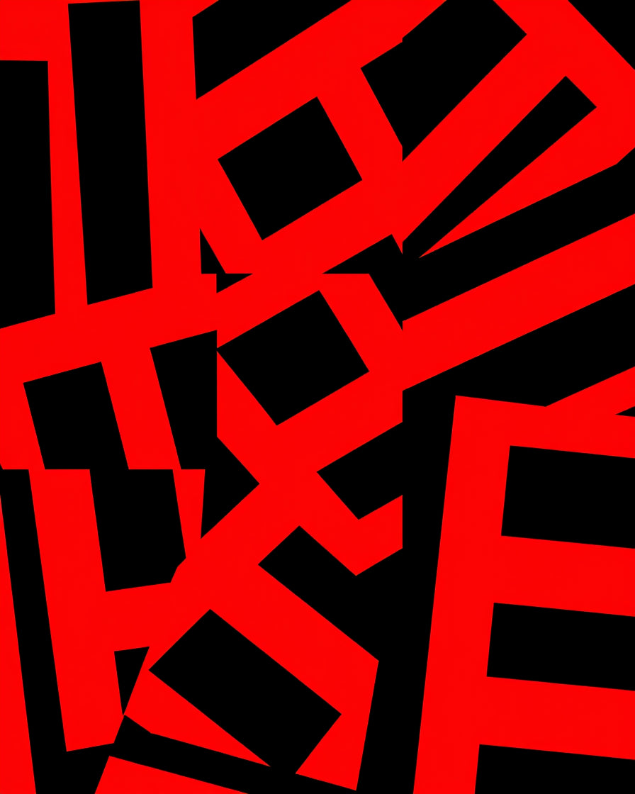 Bold Red Abstract Geometric Design Rug