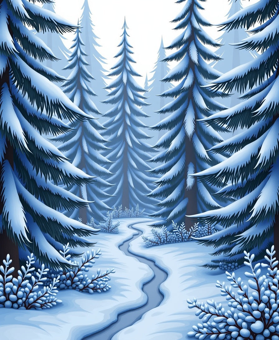 Winter Forest Snowy Path Rug