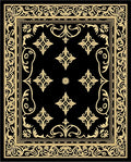 Black And Gold Intricate Floral Pattern Rug