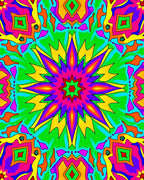 Vibrant Psychedelic Starburst Mandala Design Rug