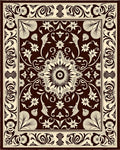 Intricate Floral Mandala Brown Cream Rug
