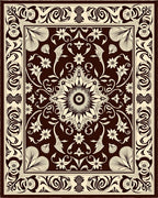 Intricate Floral Mandala Brown Cream Rug