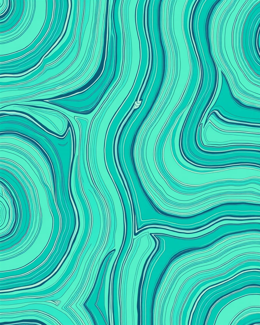 Aqua Swirl Organic Pattern Rug