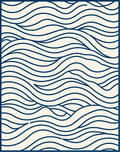 Abstract Navy Wave Pattern Rug