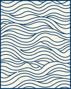 Abstract Navy Wave Pattern Rug