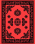 Bold Floral Patterned Red Black Rug
