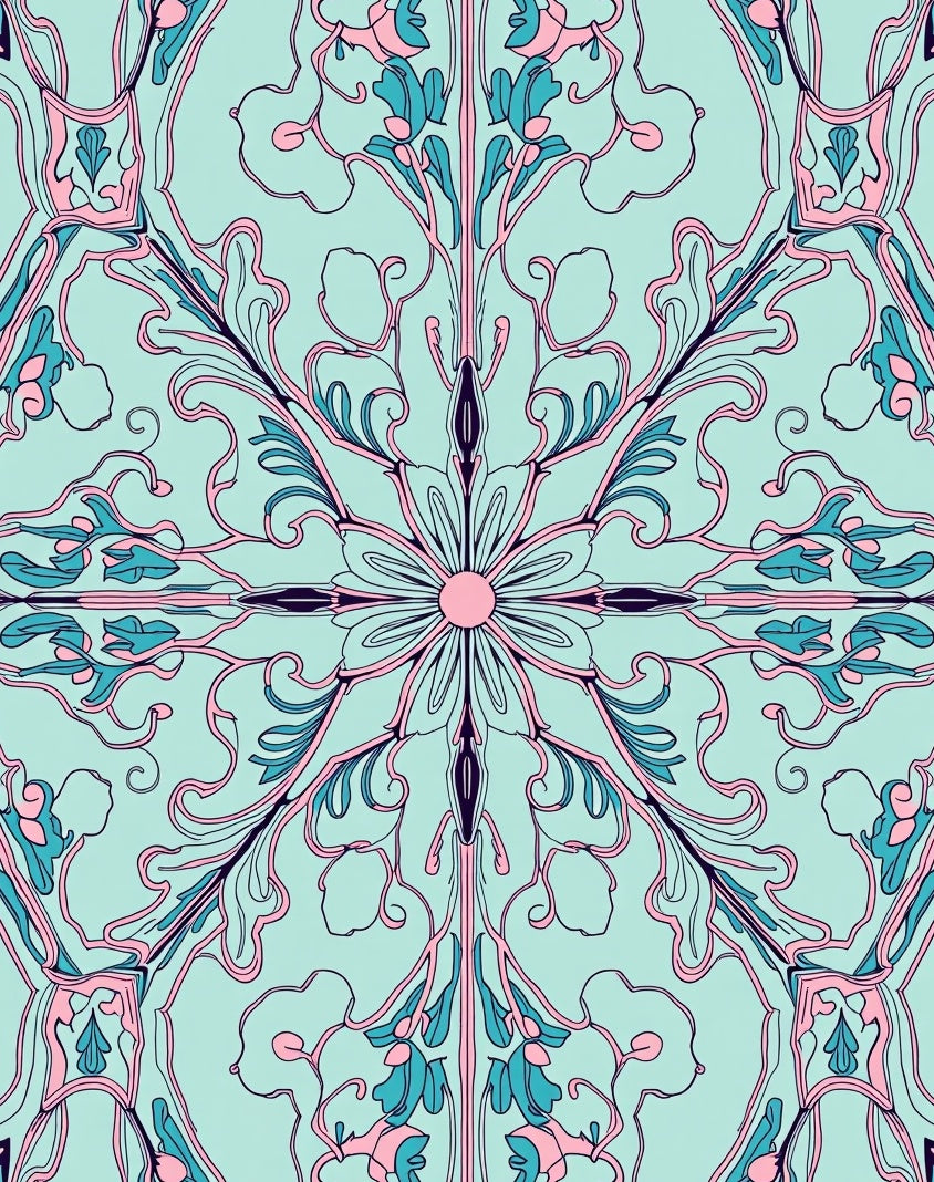 Art Nouveau Floral Pattern Rug