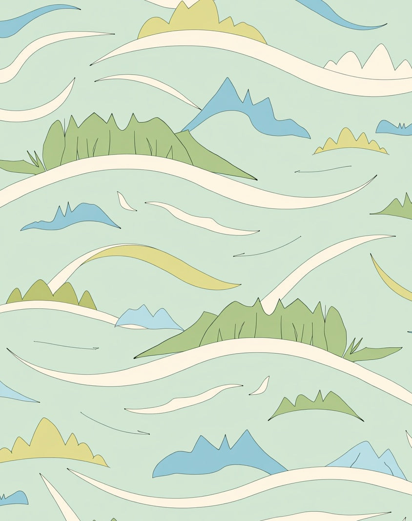 Abstract Hills and Wavy Lines Pattern Rug
