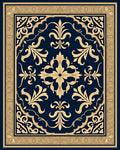Regal Floral Navy Gold Medallion Rug