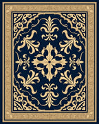 Regal Floral Navy Gold Medallion Rug
