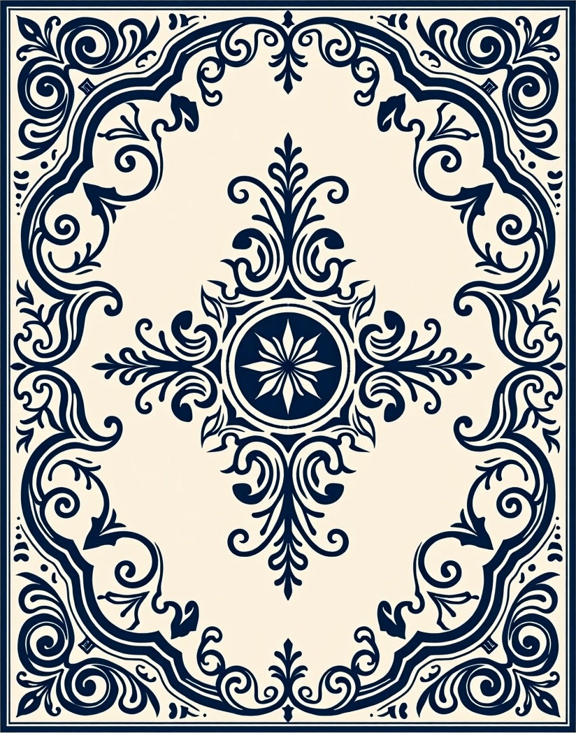 Classic Ornate Scrollwork Pattern Rug