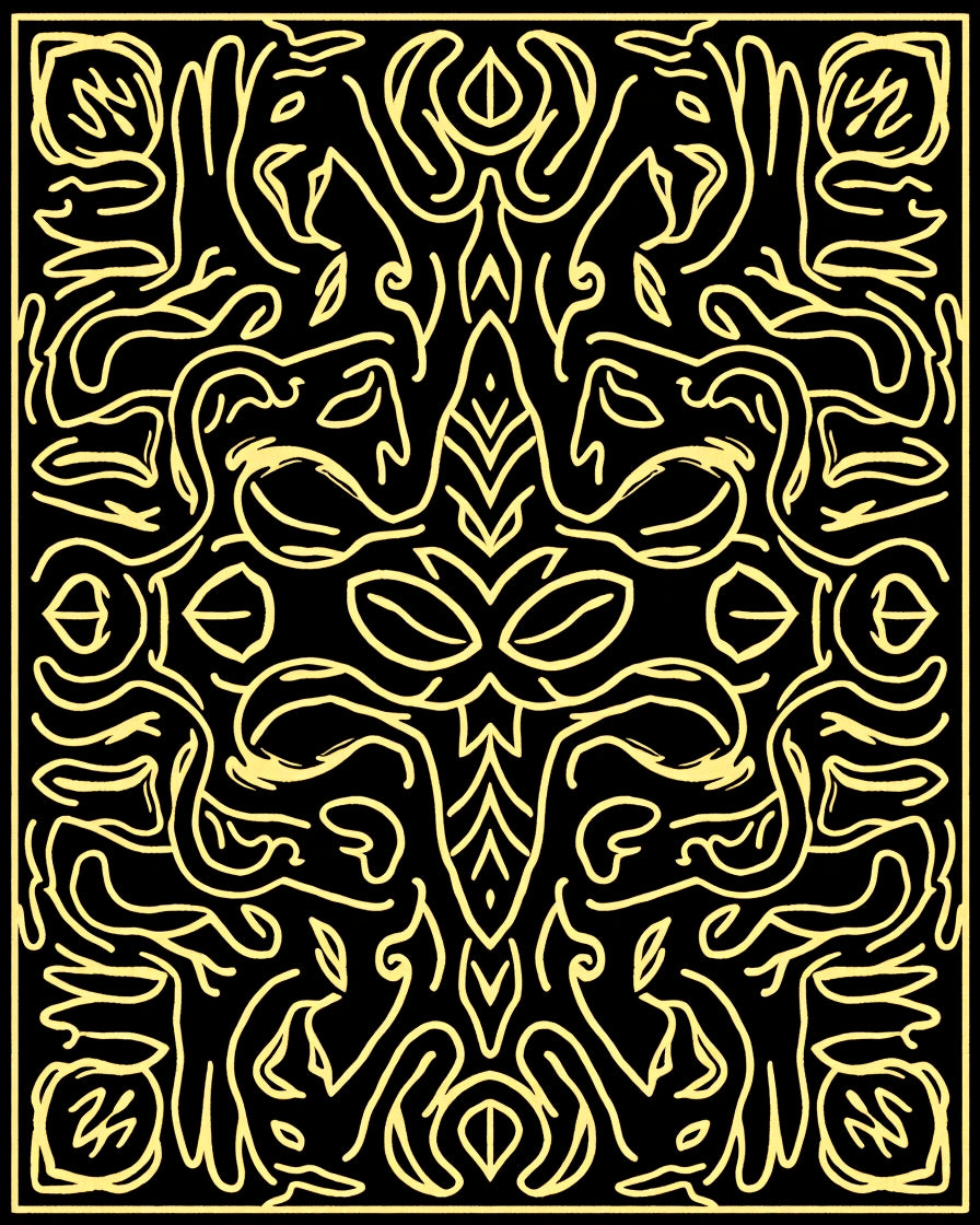 Bold Yellow Abstract Organic Pattern Rug