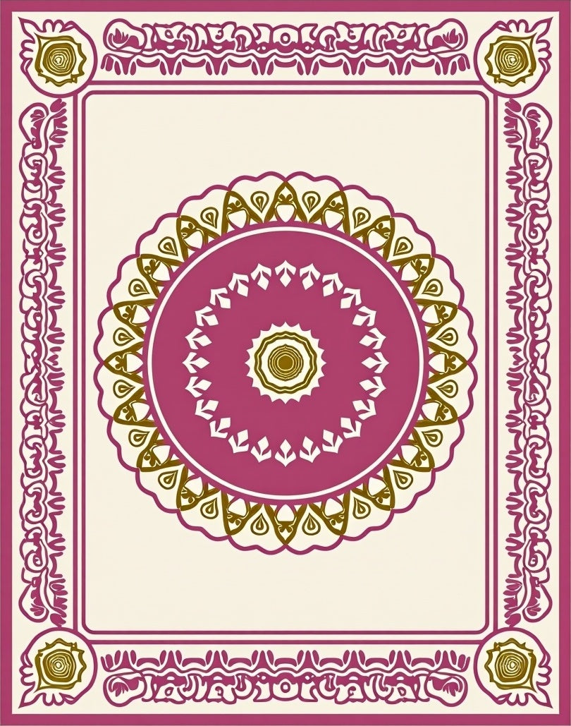 Ornate Geometric Mandala Style Design Rug