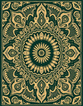 Intricate Gold Mandala Pattern Rug