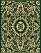 Intricate Gold Mandala Pattern Rug