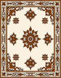 Ornate Floral Bordered Cream Rug