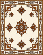 Ornate Floral Bordered Cream Rug
