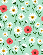 Coral And White Daisy Pattern Rug