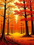 Warm Orange Autumn Forest Design Rug