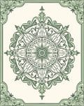 Ornate Green Leaf Mandala Pattern Rug