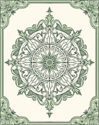 Ornate Green Leaf Mandala Pattern Rug