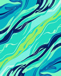 Aqua Swirls And Strokes Pattern Rug