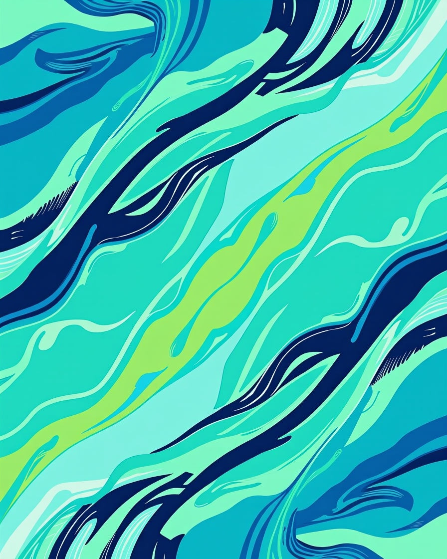 Aqua Swirls And Strokes Pattern Rug