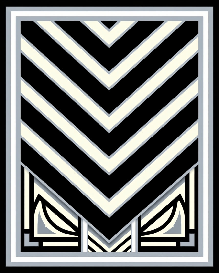 Bold Black White Chevron Design Rug