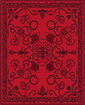 Rustic Red Floral Scroll Pattern Rug