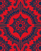 Intricate Floral Mandala Red Blue Rug