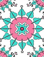 Pink Teal Starburst Mandala Design Rug