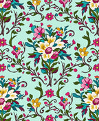 Vibrant Floral Pattern With Swirling Vines Rug