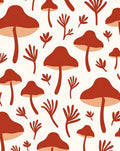 Terracotta Mushroom Forest Pattern Rug