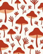 Terracotta Mushroom Forest Pattern Rug