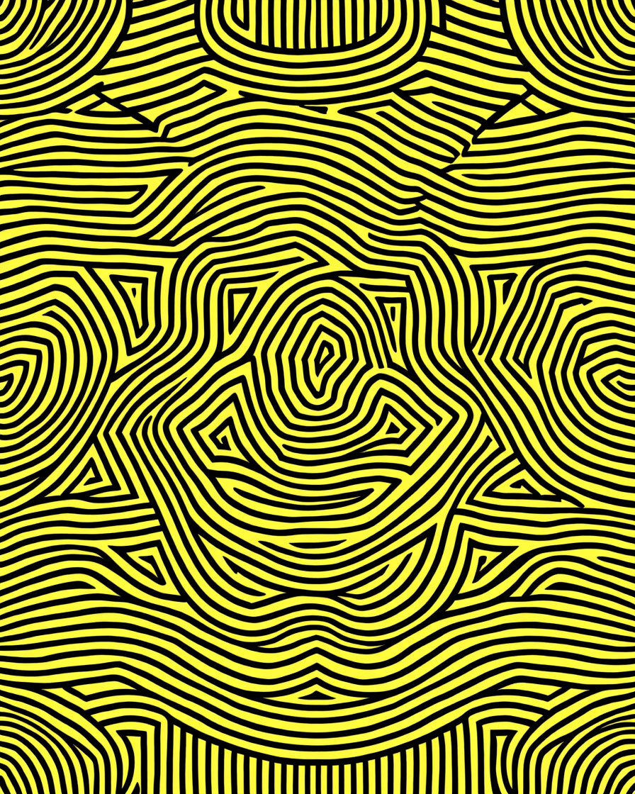 Bold Black Yellow Maze Pattern Rug