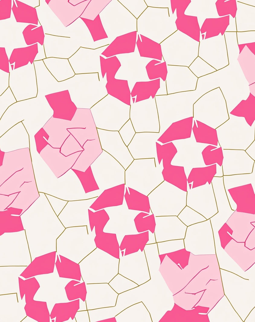 Modern Pink Geometric Star Burst Rug