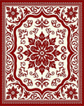 Classic Red Floral Medallion Pattern Rug