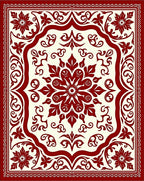 Classic Red Floral Medallion Pattern Rug