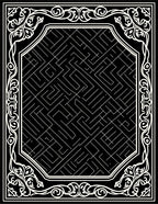 Black White Maze Patterned Border Rug