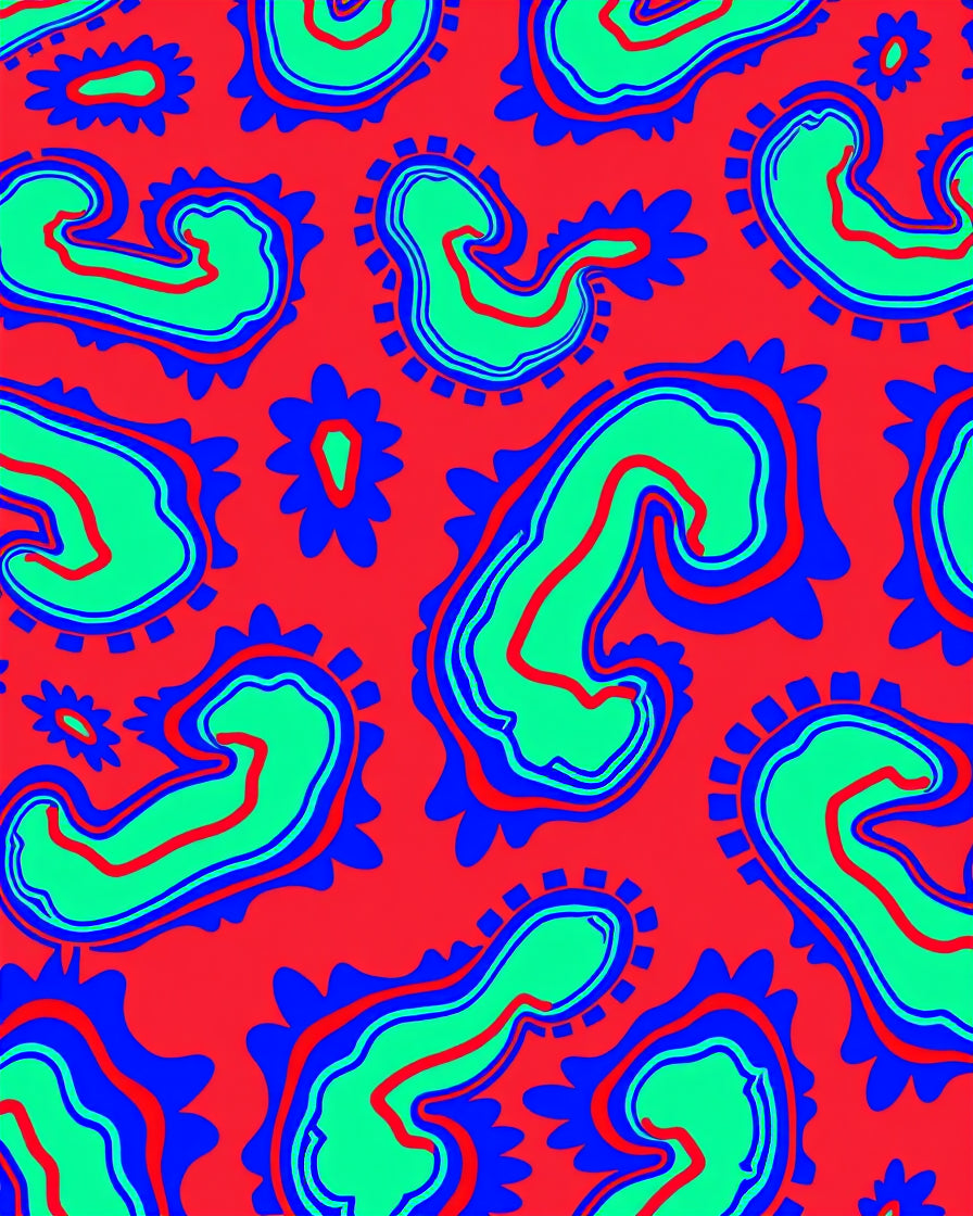 Bright Crimson Paisley Pattern Rug