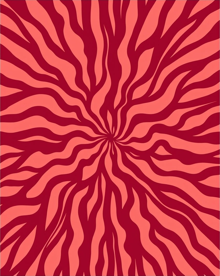 Radiant Red Wave Pattern Rug