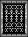 Black White Floral Motif Patterned Rug