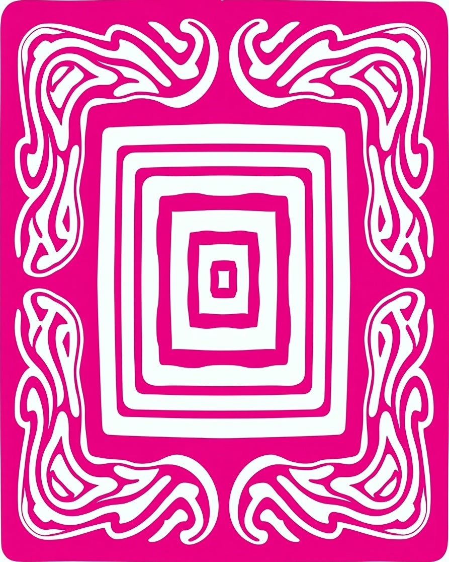 Swirls Geometric Pink White Design Rug