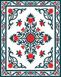 Red Floral Scrollwork Inlay Design Rug