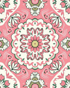 Pink Floral Mandala Pattern Rug