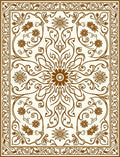 Brown Floral Leaf Intricate Pattern Rug