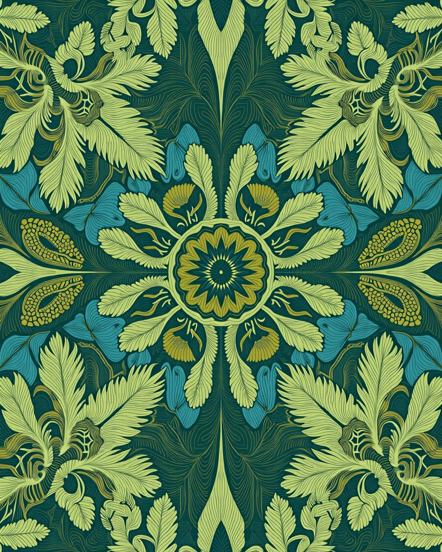 Intricate Floral Symmetry Design Rug